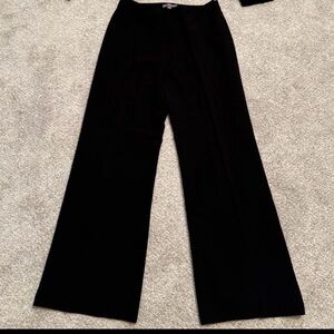 Ann Taylor Elegant Pleated Wide Leg Pant Black Linen Twill Size 6 Waist 30
